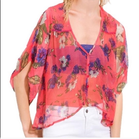 FREE PEOPLE Sheer Chiffon Katomi Cardigan XS - Picture 1 of 6
